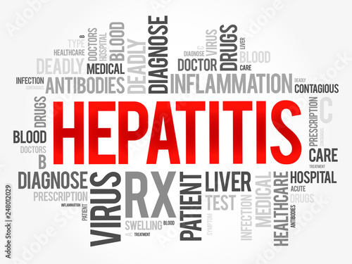 Hepatitis word cloud collage, health concept background