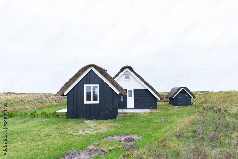 traditional house with thatched roof and wooden black facade traditional house with thatched roof and wooden black facade