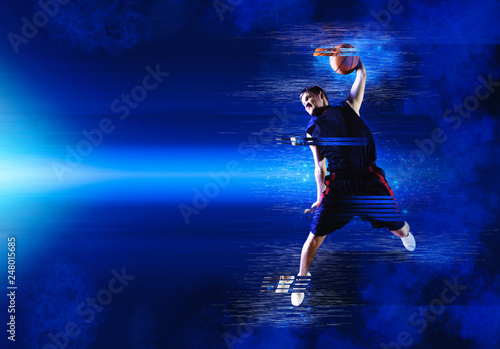 Basketball player art. Creative image template flyers, banners