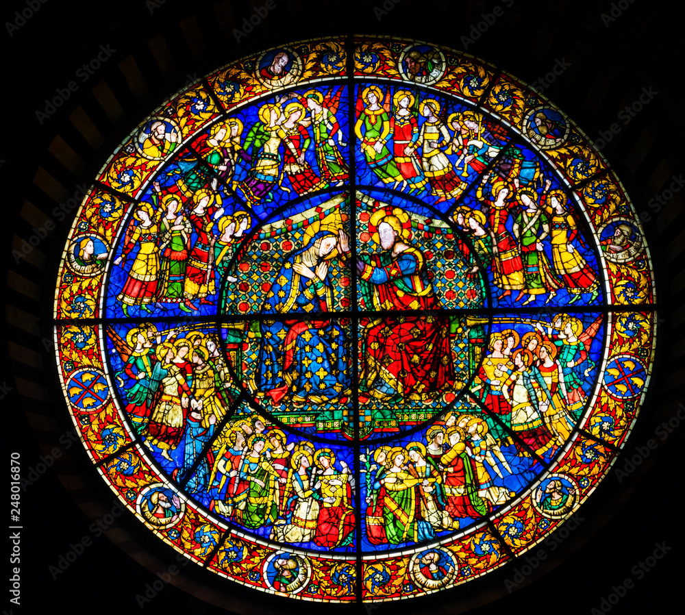 Christ Mary Stained Glass Santa Maria Novella Church Florence Italy