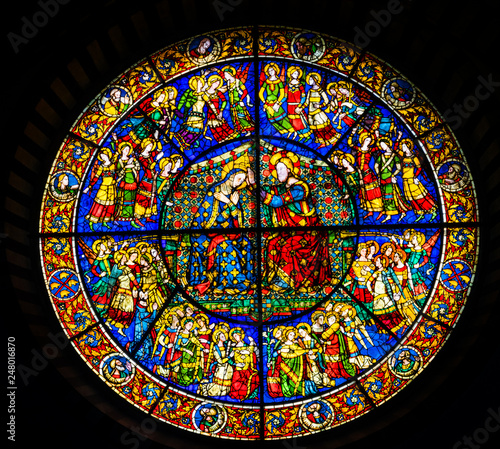 Christ Mary Stained Glass Santa Maria Novella Church Florence Italy