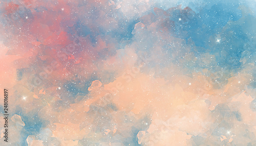Pink pastel watercolor space background