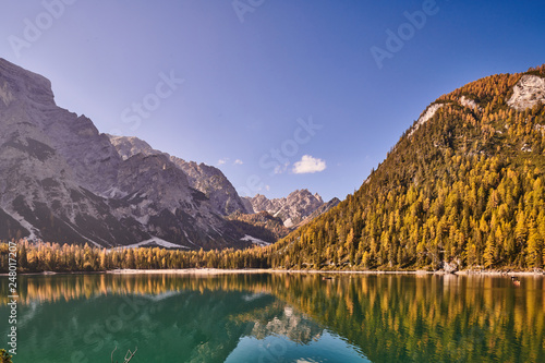 Vista sul lago di Braies in Trentino Alto Adige