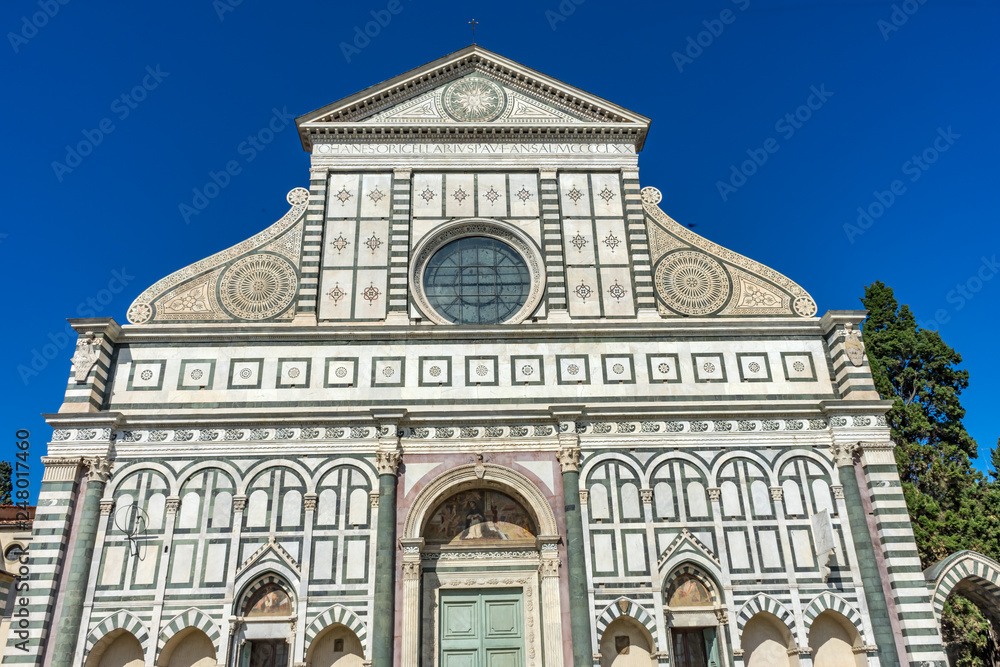 Facade Front Pillar Santa Maria Novella Church Florence Italy