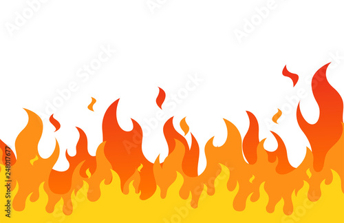 Fire flame flat cartoon style. vector illustration.Print photo