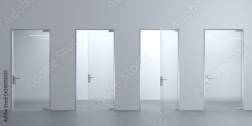 Four glass doors on the wall