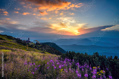 Sunset in the mountains of Romania landscape