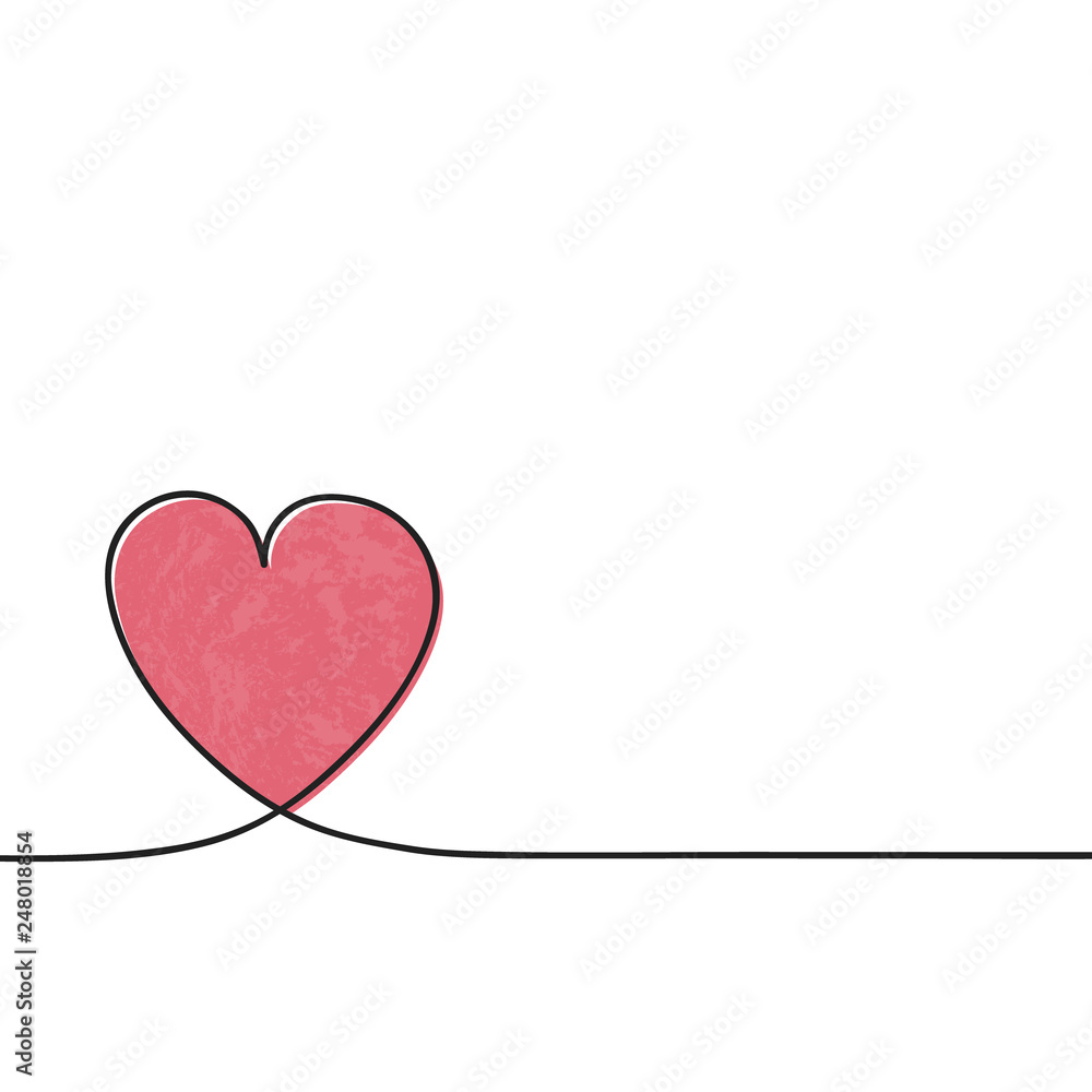 Empty greeting card template with hand drawn heart. Valentine's Day concept. Vector