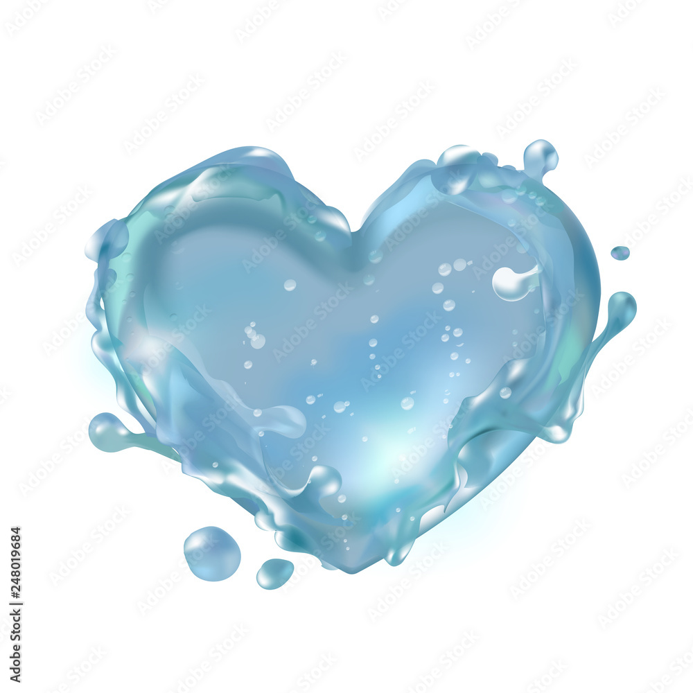 Water heart in vector. Moisturizing clear skin, aqua splash, liquid, love health nature. Water heart in vector. Moisturizing clear skin, aqua splash, liquid, love health nature.