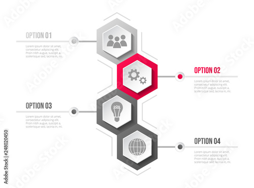 Design of gray company infographic with icons. Vector