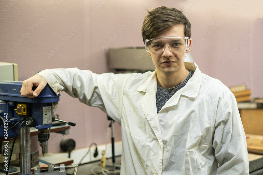 portrait of young scientist worker wear uniform b portrait of young scientist worker wear uniform b