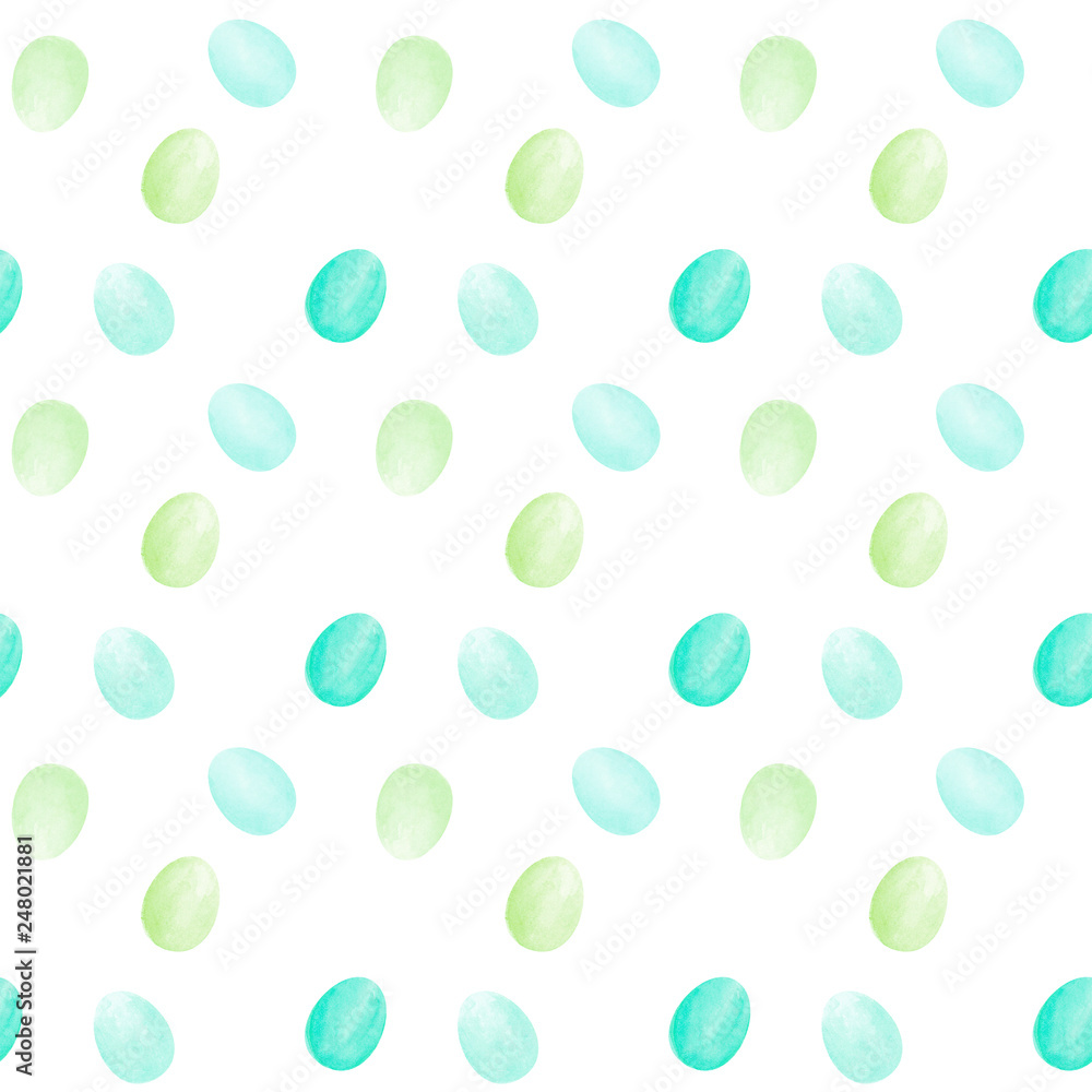 Easter eggs seamless pattern Turquoise  Mint Olive green watercolor eggs background Wrapping paper design Scrapbooking
