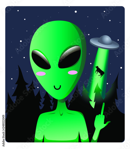 An alien shows the middle finger