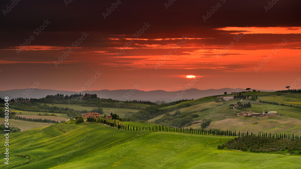 Tuscany fields in spring time , landscape from Tuscany , Italy 