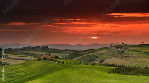 Tuscany fields in spring time , landscape from Tuscany , Italy 