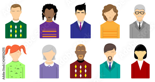 A set of icons of different people can be used to create informational articles.
