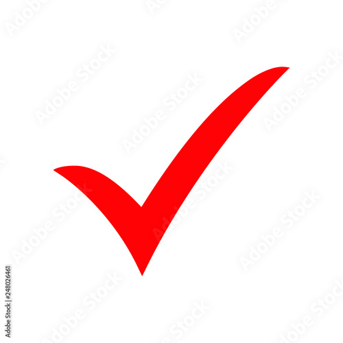 Slika na platnu Red check mark icon. Tick symbol, tick icon vector illustration.