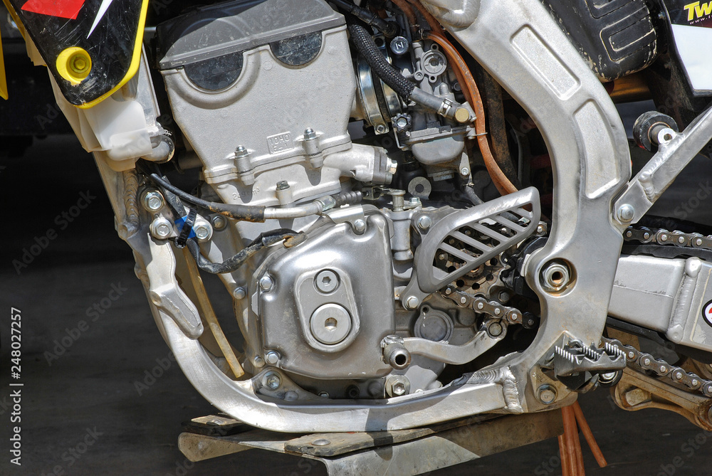Four-Stroke Motorcycle Engine Detail Four-Stroke Motorcycle Engine Detail