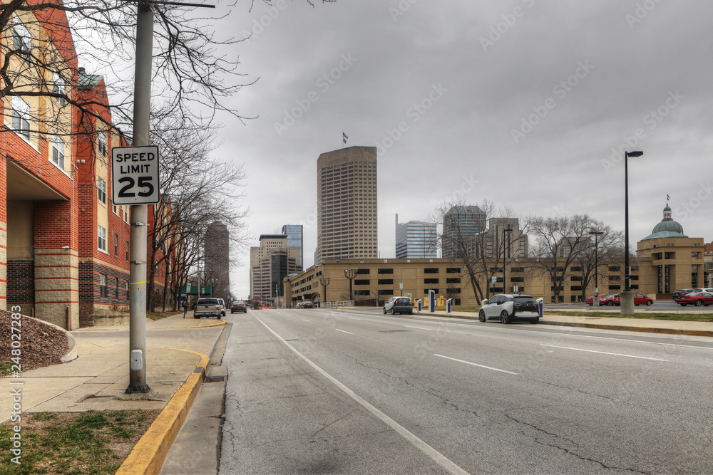 Street scene in Indianapolis, Indiana