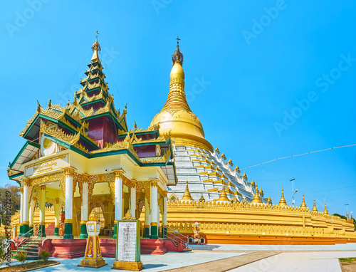 Image house and stupa of Mahazedi Pagoda, Bago, Myanmar photo