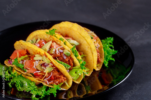 Mexican tacos with vegetables vegetarian wrap sandwich