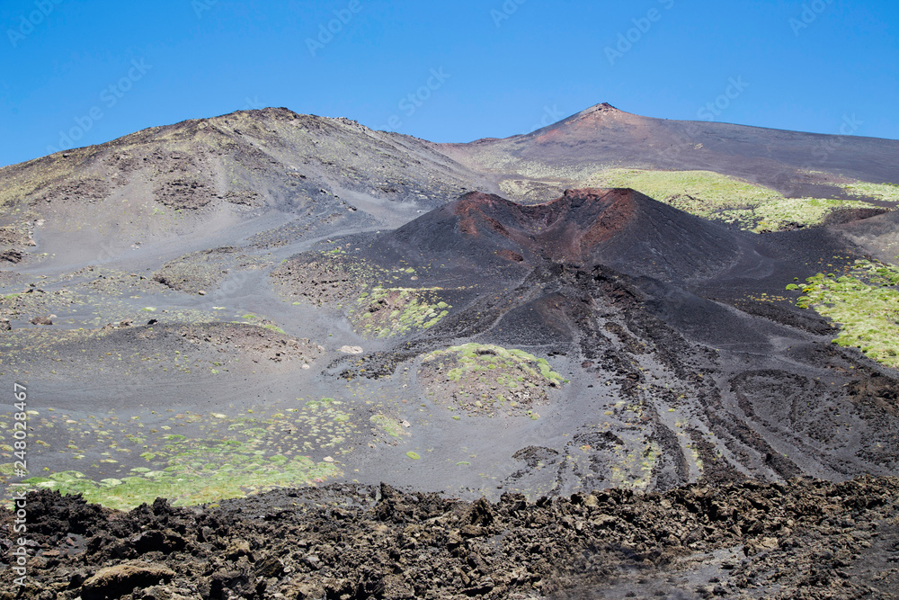 Etna national park  volcanic landscape with crater, Catania, Sicily