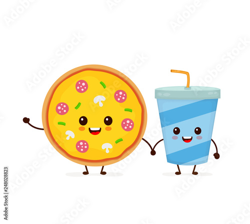 Cute funny smiling happy pizza