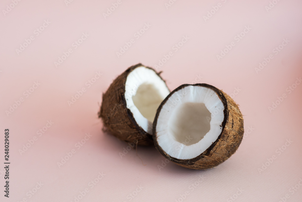 coconut isolated on pink background