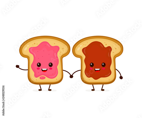 Happy cute smiling funny kawaii toasts 