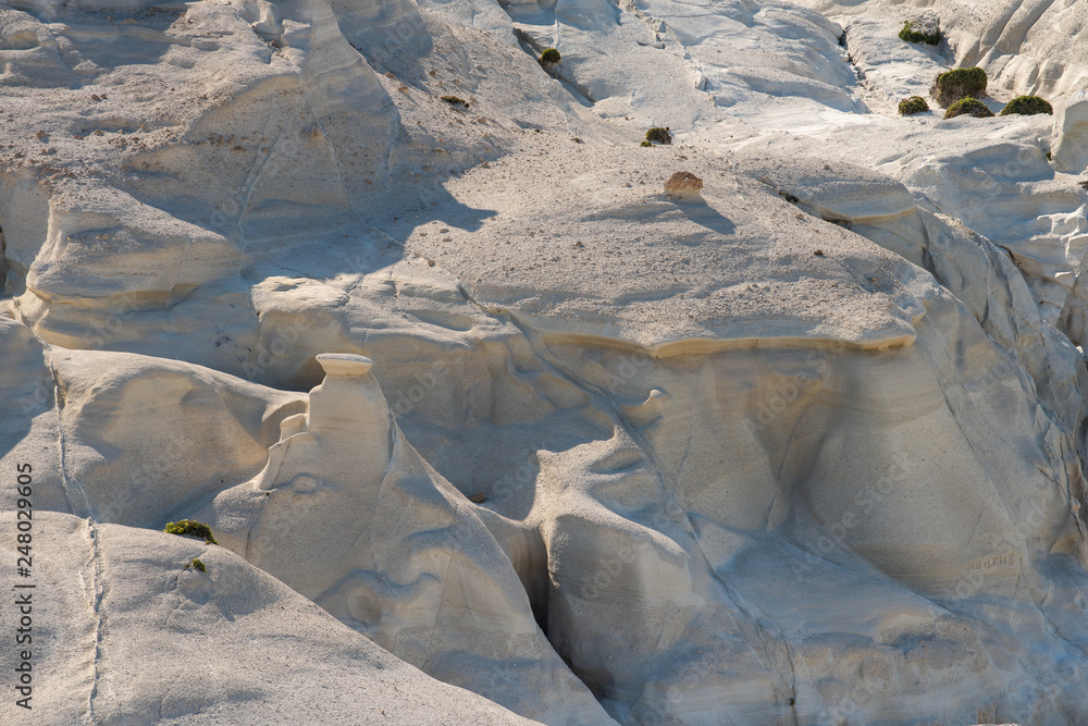 Fototapeta premium Milos island in Greece, Sarakiniko white beach in summer time