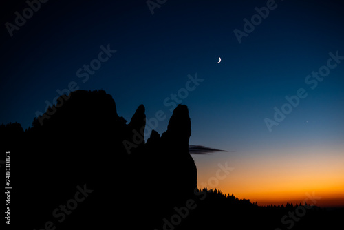 Silhouette of Rarau mountains in Bucovina, Pietrele Doamnei , Romania 