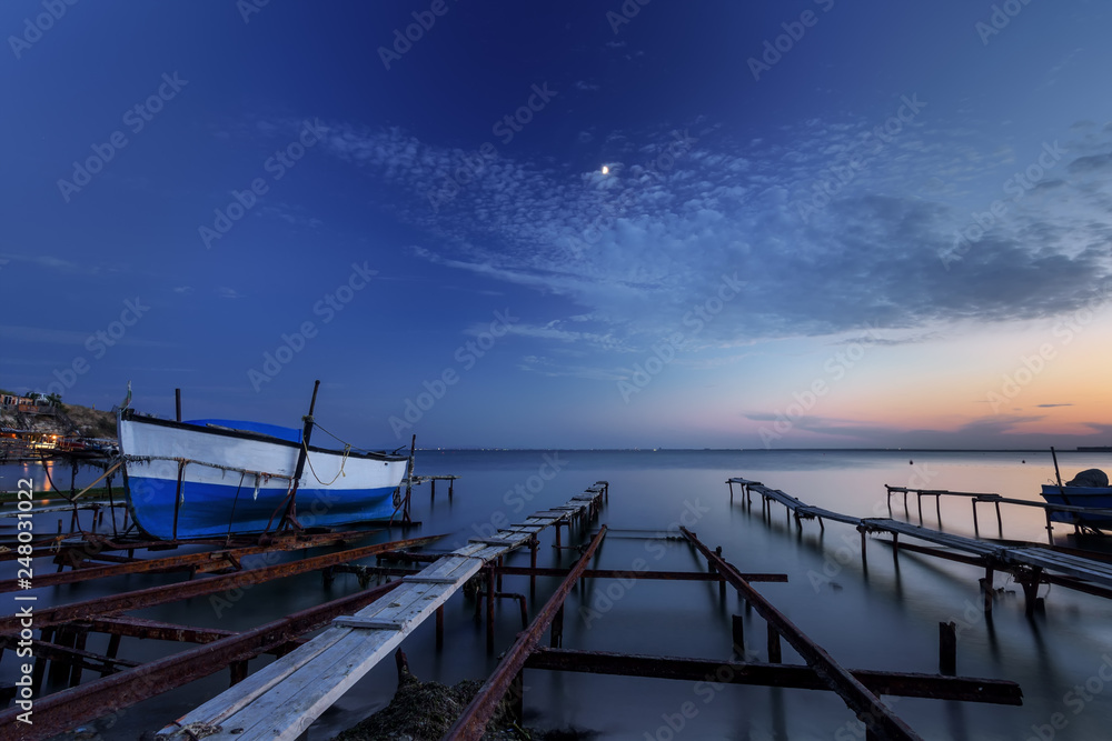 Beautiful sunrise early in the morning in Nessebar old town . Bulgarian Black Sea Coast . Beautiful sunrise early in the morning in Nessebar old town . Bulgarian Black Sea Coast .