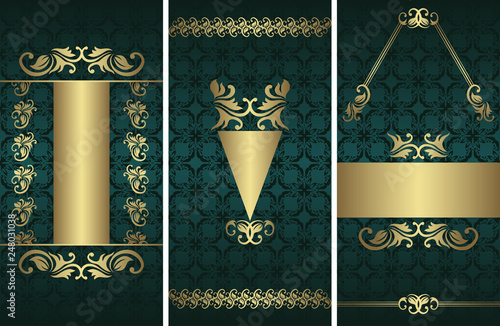 Set of templates for cards or invitations, posters or banners. Vintage floral decoration. Original design
