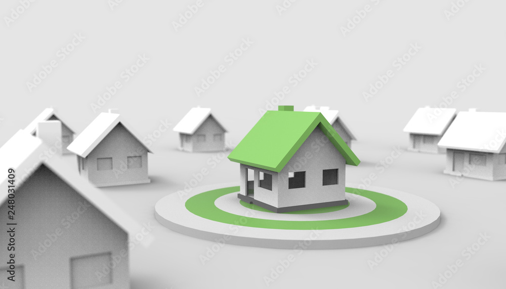 Mini Green home - Property and residential Business In the artistic / Grey Monotone Background Art / 3d render Mini Green home - Property and residential Business In the artistic / Grey Monotone Background Art / 3d render