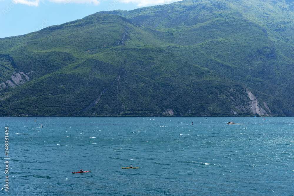 Panorama of the gorgeous Lake Garda, Italy.