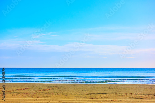 Sandy beach and sea horizon