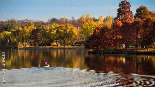 Herastrau park in Bucharest , autumn time, Romania 