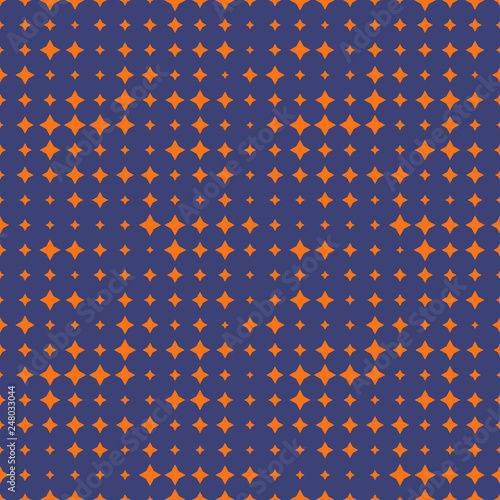 Halftone seamless abstract background with stars, rhombuses, concave squares. Infinity geometric pattern. Vector illustration.       