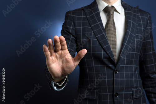 Business man Show hand Stop