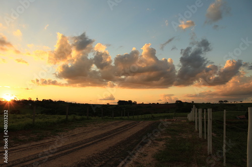 sunset on the road