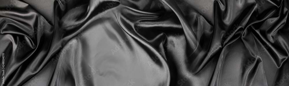 Fototapeta premium Black silk fabric