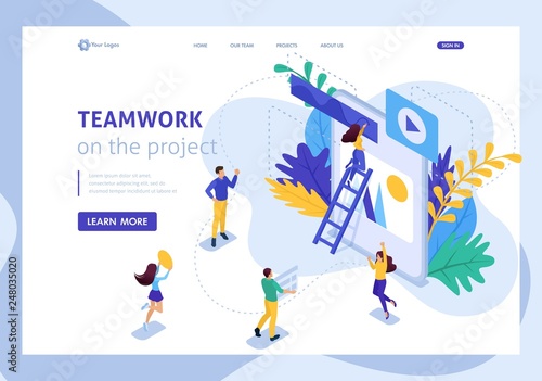 Isometric Landing Page Teamwork