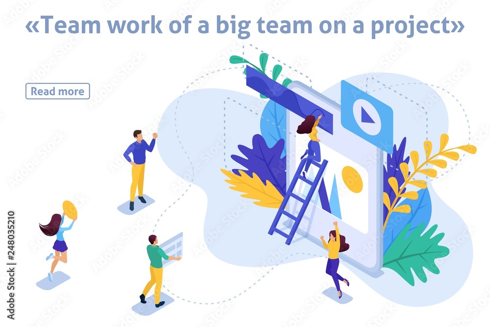 Isometric Article Banner Teamwork Isometric Article Banner Teamwork