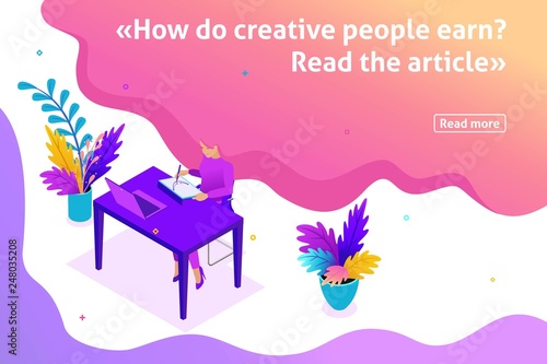 Isometric Article Banner Freelance