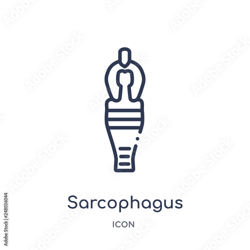 sarcophagus icon from museum outline collection. Thin line sarcophagus icon isolated on white background.