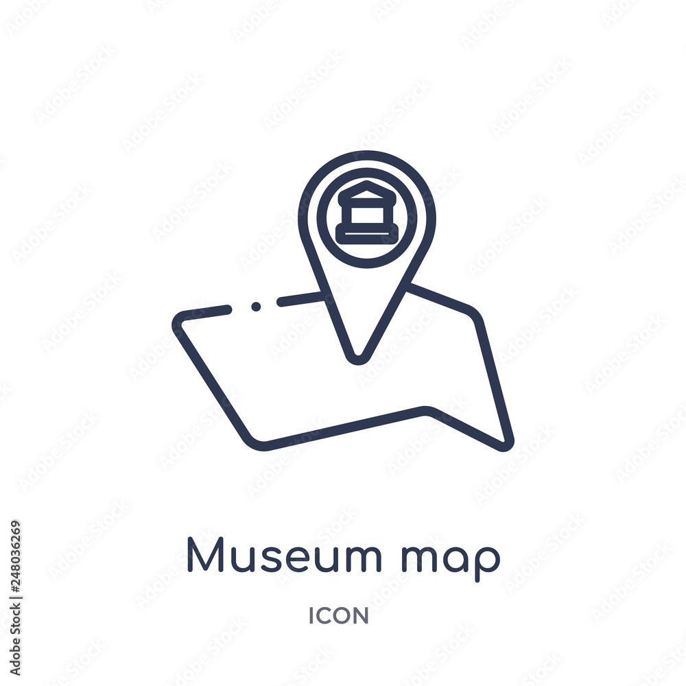 museum map icon from museum outline collection. Thin line museum map icon isolated on white background. museum map icon from museum outline collection. Thin line museum map icon isolated on white background.