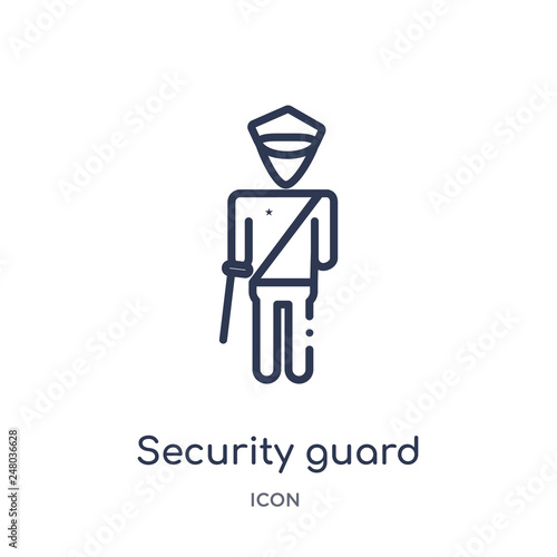 security guard icon from museum outline collection. Thin line security guard icon isolated on white background.