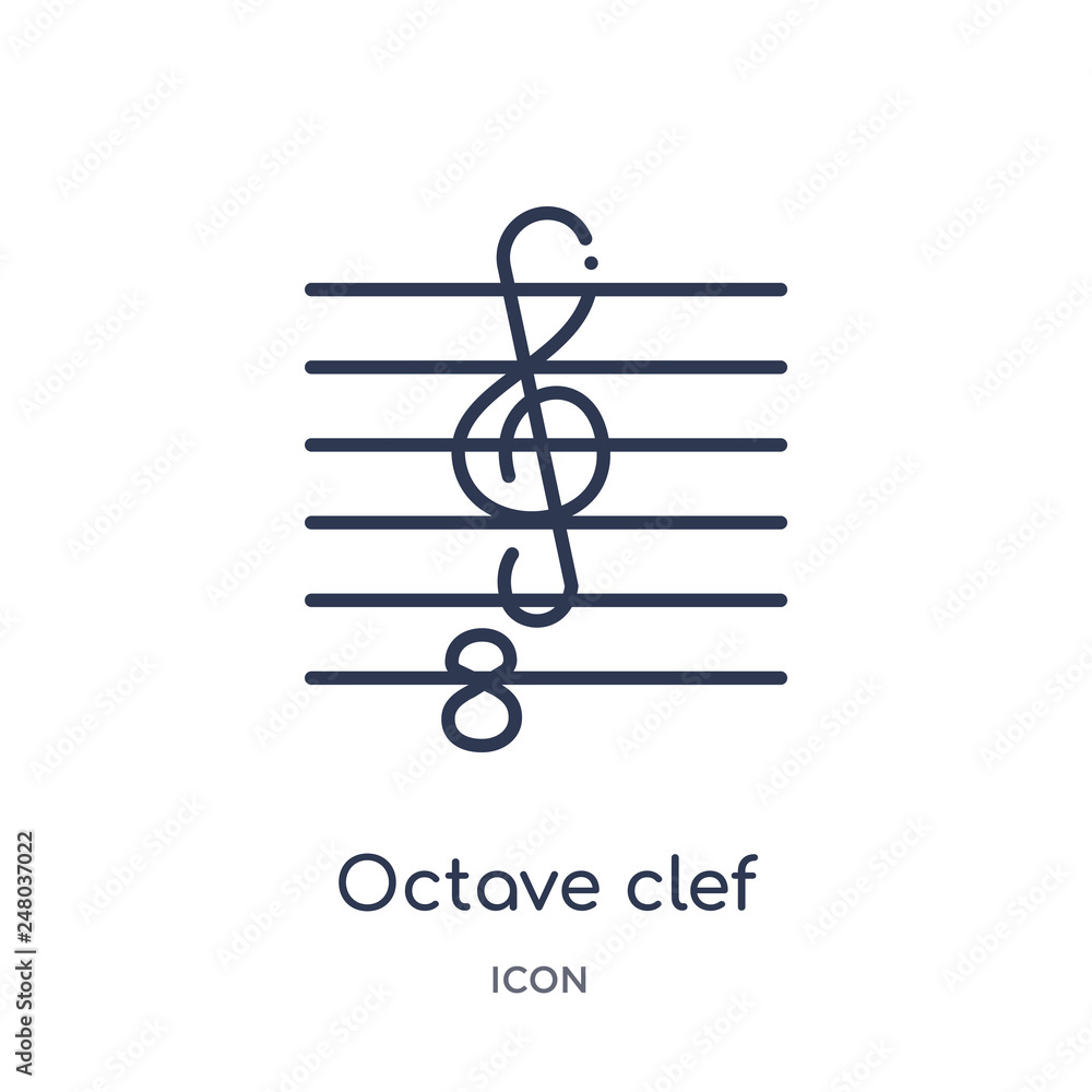 octave clef icon from music and media outline collection. Thin line octave clef icon isolated on white background. octave clef icon from music and media outline collection. Thin line octave clef icon isolated on white background.