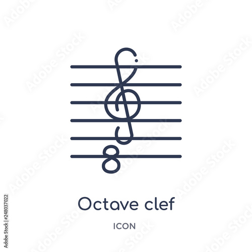 octave clef icon from music and media outline collection. Thin line octave clef icon isolated on white background.
