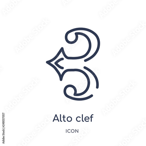 alto clef icon from music and media outline collection. Thin line alto clef icon isolated on white background.